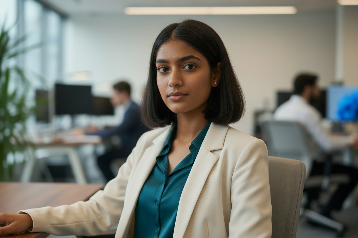 Indian Busy woman in office busy environment